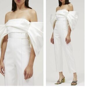 Solace London Kasey Off the Shoulder Puff
Sleeve White Jumpsuit Size 8
